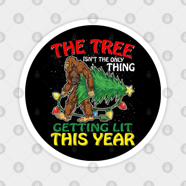 Christmas Bigfoot The Tree Isn't The Only Thing Ugly Xmas T-Shirt Magnet by intelus